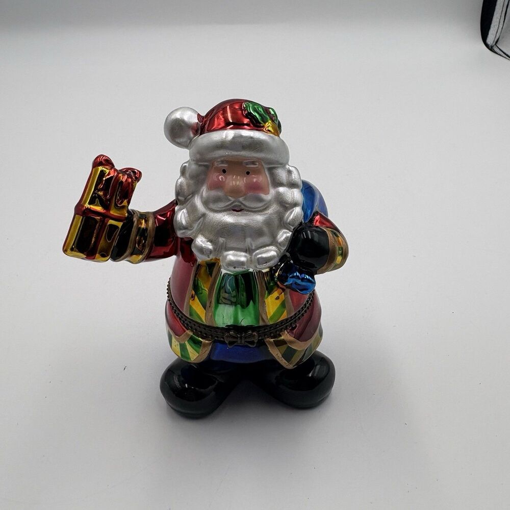 SANTA CLAUS  Trinket Box Hinged Metallic Finish 4.5"